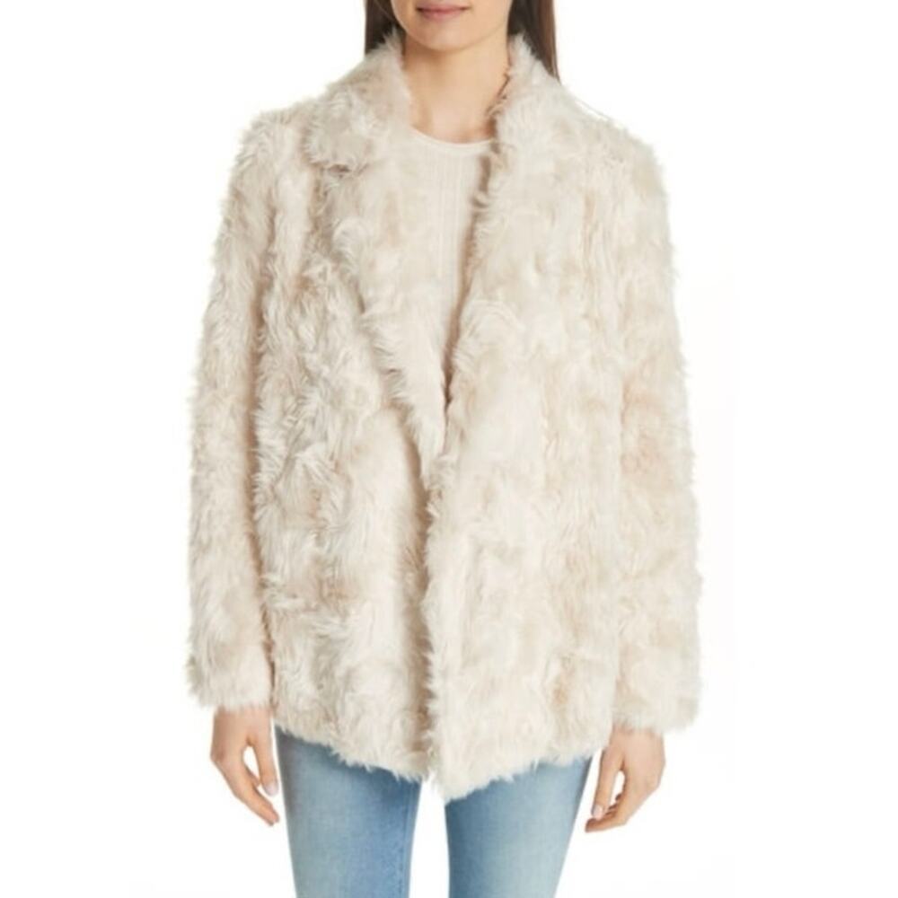 Theory Faux Fur Beige Clairene Jacket Size S